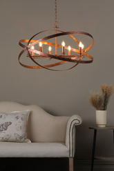 Nitya 8 Light Pendant Mottled Copper dar Lighting